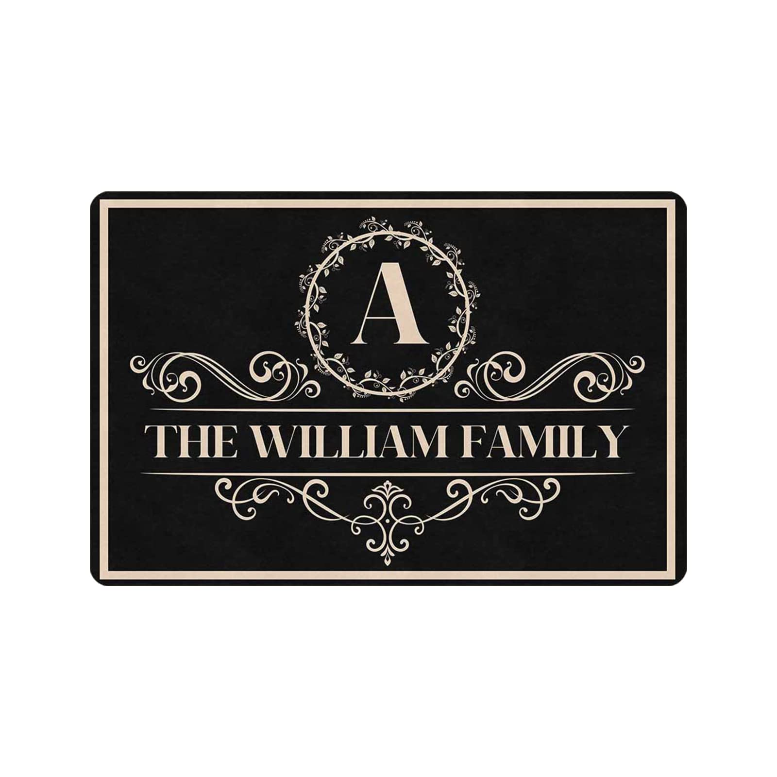 Custom Monogrammed Welcome Doormat - Personalized with Name, Non-Slip Entrance Rug for Front Door - 24