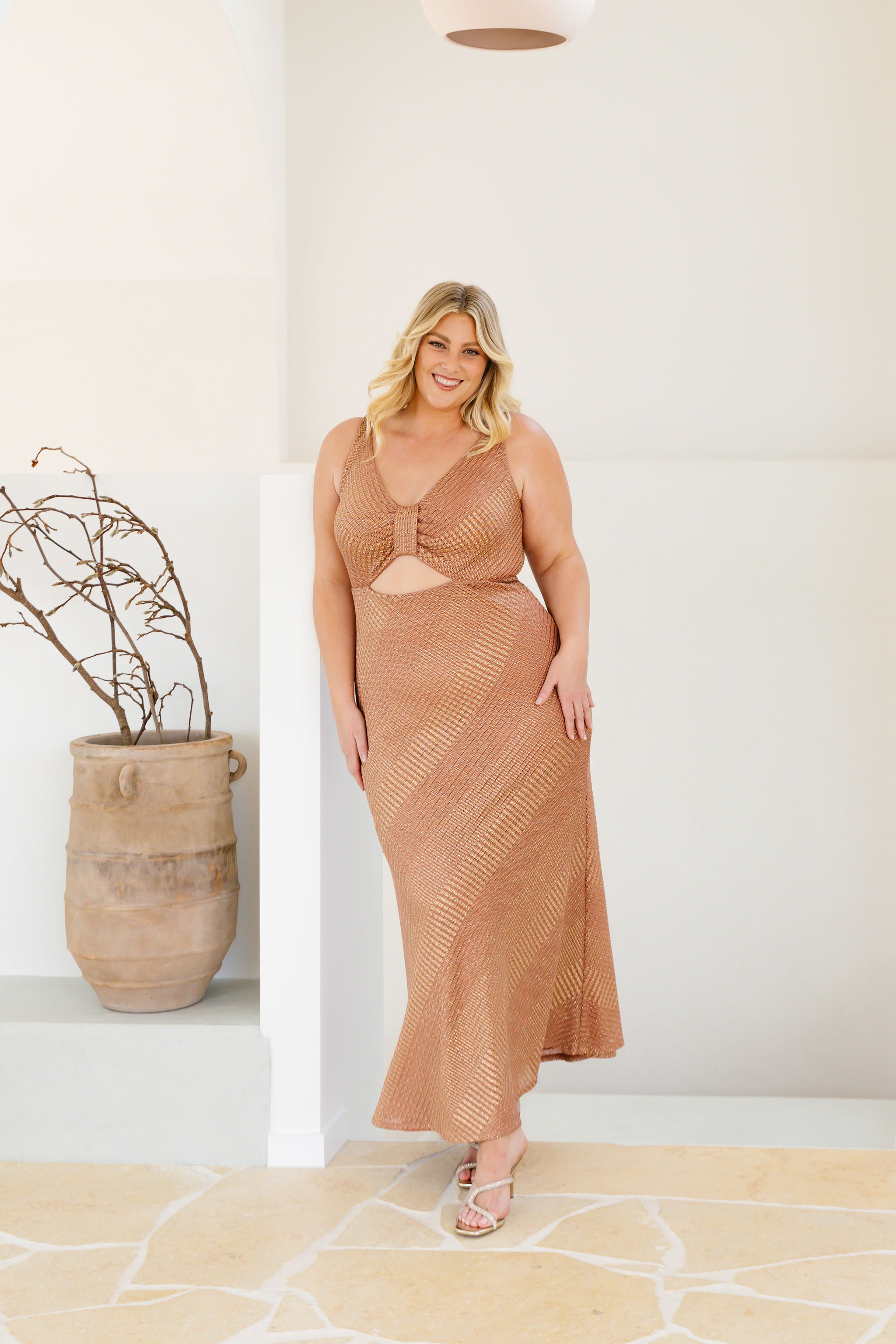 Tallulah Maxi Dress in Rust & Gold - Flowy Boho Summer Dress for Women | Perfect for Beach Vacations, Weddings & Date Nights
