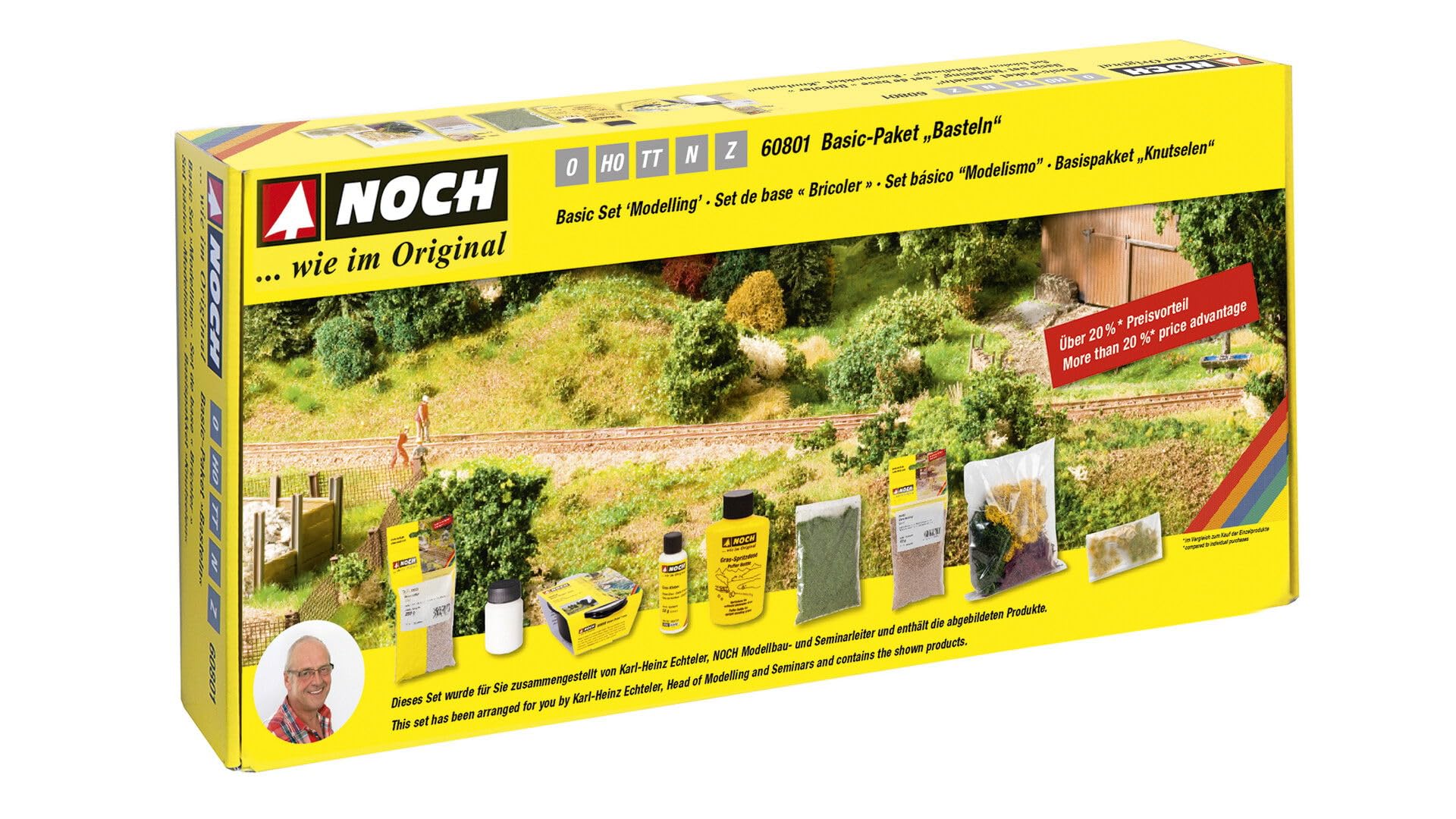 Noch 60801 Basic Set Modeling Kit for 0, H0, TT, N, Z Scale Model Trains - Perfect for Railway Enthusiasts & Diorama Builders