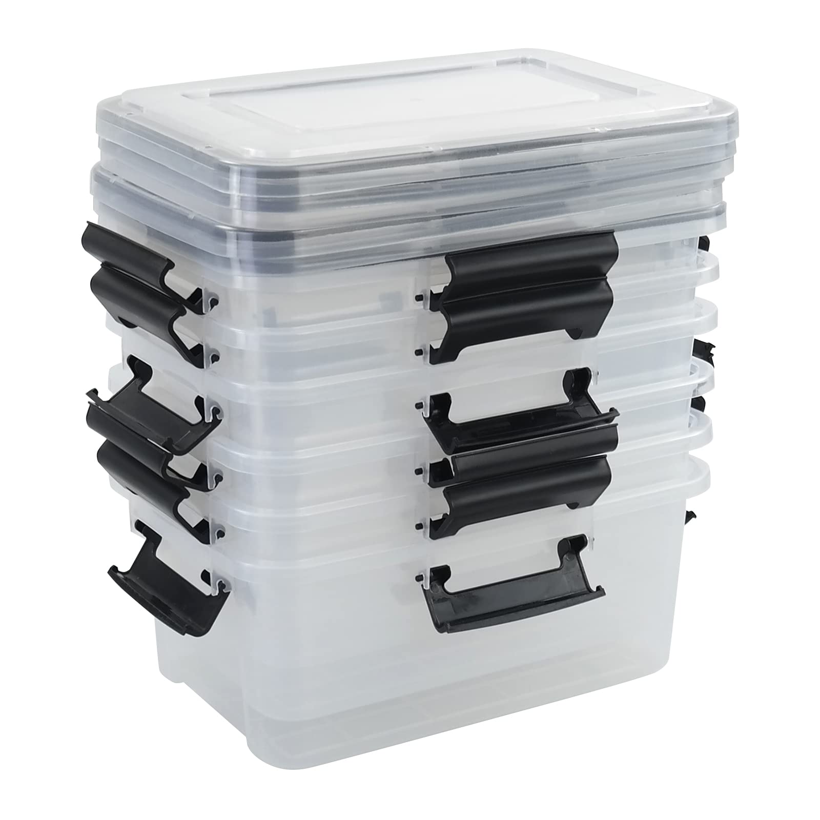 6-Pack 12 Quart Clear Plastic Storage Bins with Latching Lids - Stackable Organizing Containers for Home, Office, Closet & Garage Organization