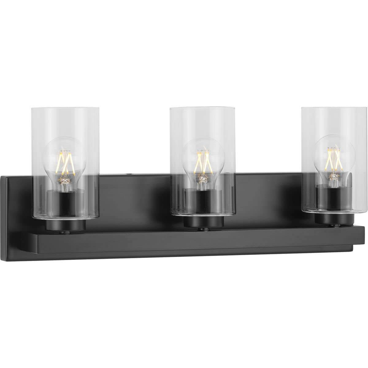Goodwin Collection 21 Inch 3-Light Matte Black Modern Bathroom Vanity Light with Clear Glass Shades - Perfect for Bathroom Mirror Lighting, Powder Room, and Master Bath Decor