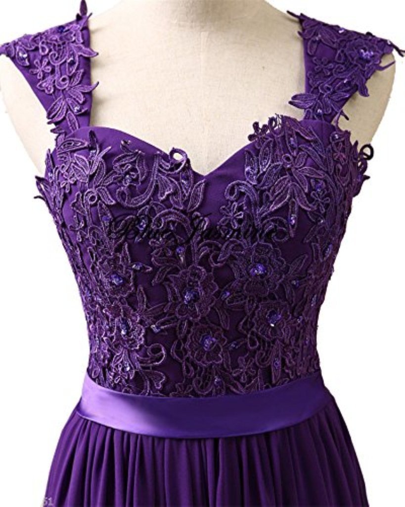 Elegant Women's Long Shoulder Straps Lace Chiffon Prom Formal Evening Dress for Wedding, Party & Special Occasions