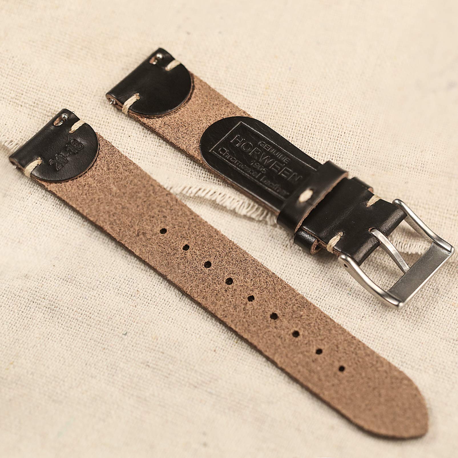 Vintage Horween Leather Watch Strap - 19mm Quick Release Band for Women | Dress & Casual Wear