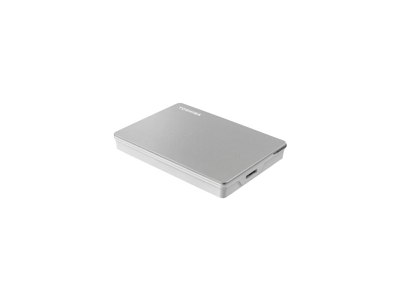 Toshiba Canvio Flex 2TB Portable External Hard Drive USB-C USB 3.0 - Compatible with PC, Mac & Tablet (Silver) - HDTX120XSCAA - Perfect for Data Backup, File Storage & On-the-Go Computing