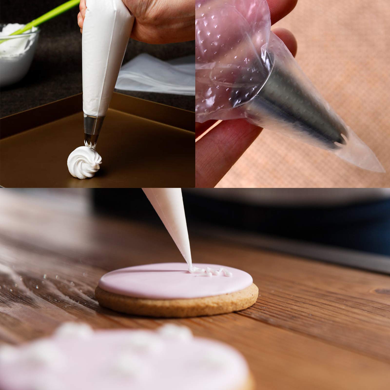 12 Inch Disposable Icing Piping Bags - 100 Pack with 6 Piping Tips, 2 Couplers, 6 Bag Ties & 4 Tip Clips - Perfect for Cake Decorating, Cookie Design & Pastry Supplies | Ideal for Birthday Parties, Wedding Cakes & Baking Enthusiasts