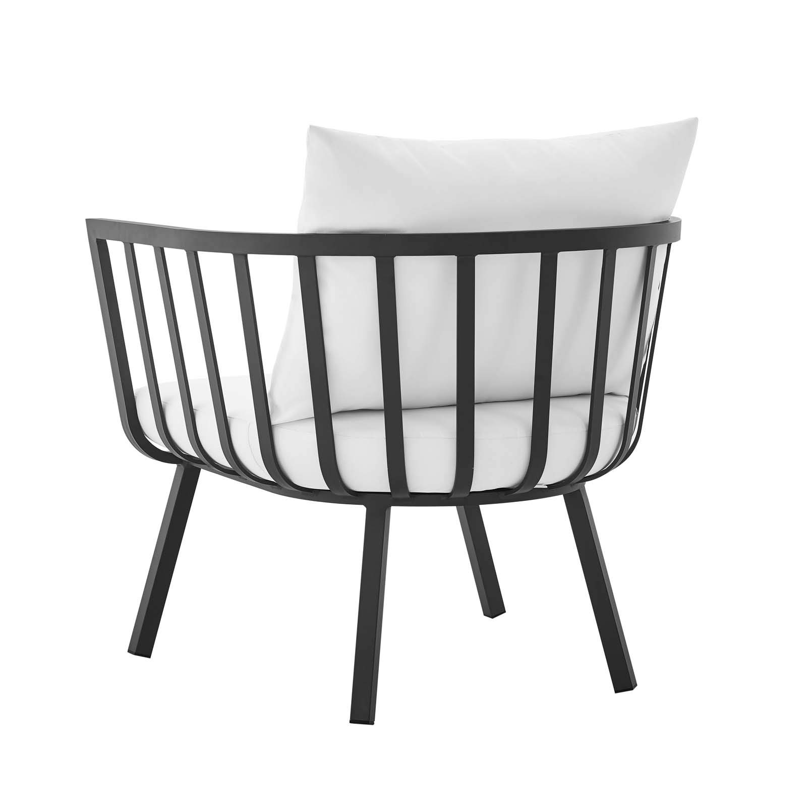 Modern Outdoor Patio Lounge Chair - Aluminum Frame with Weather-Resistant Gray/White Fabric - Perfect for Garden, Poolside & Backyard Relaxation