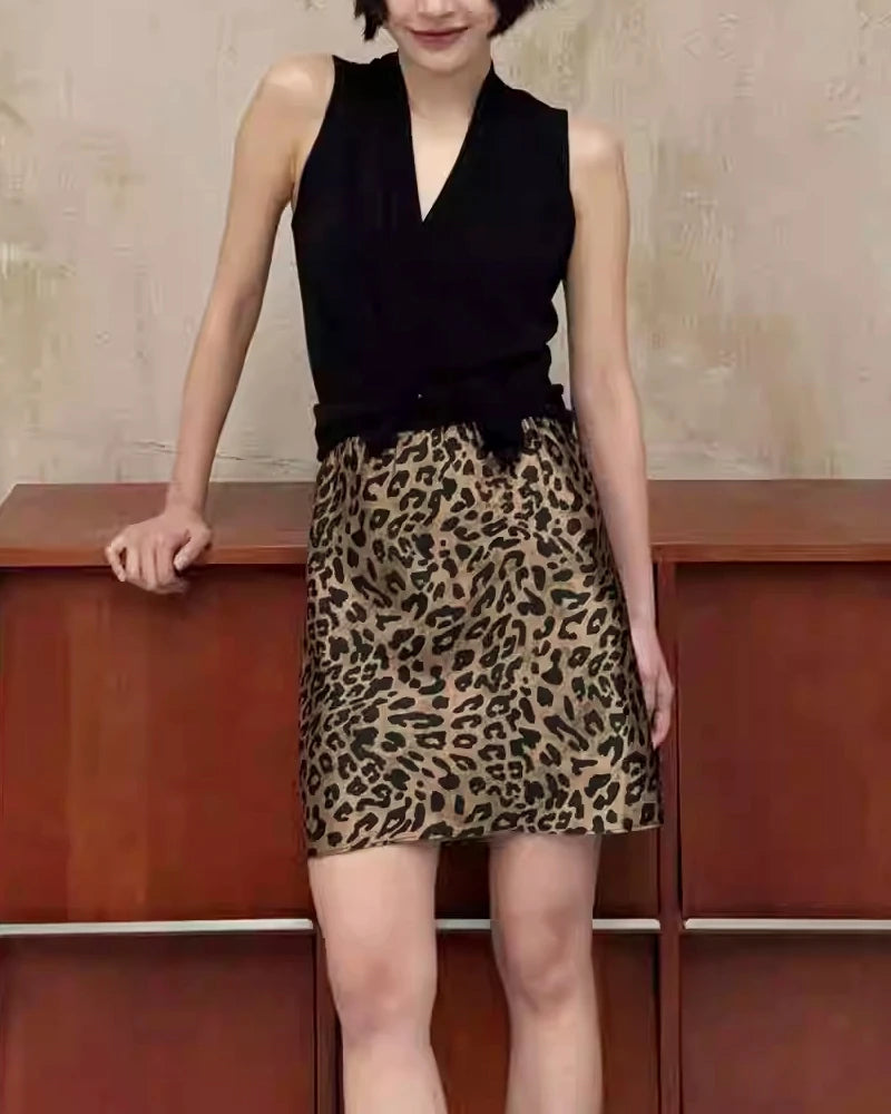 Leopard Print Silk Slip Mini Skirt for Women - Sexy A-Line Party Skirt for Night Out, Date Night & Club Wear