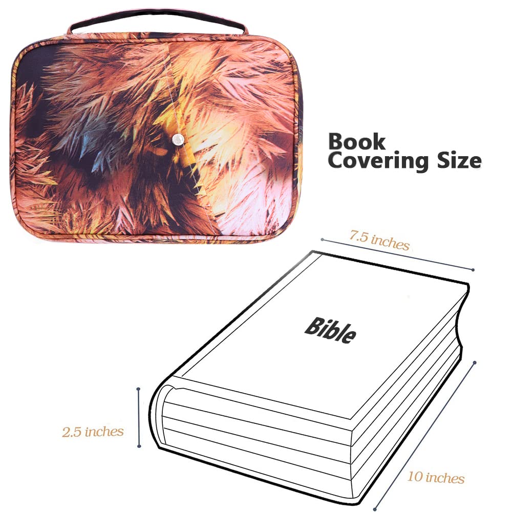 Women's Bible Cover with Carrying Handle & Zipper Pocket - Floral Leaf Pattern Book Cover Case for Mom, Ladies, Teens & Girls | Perfect for Church, Bible Study & Travel