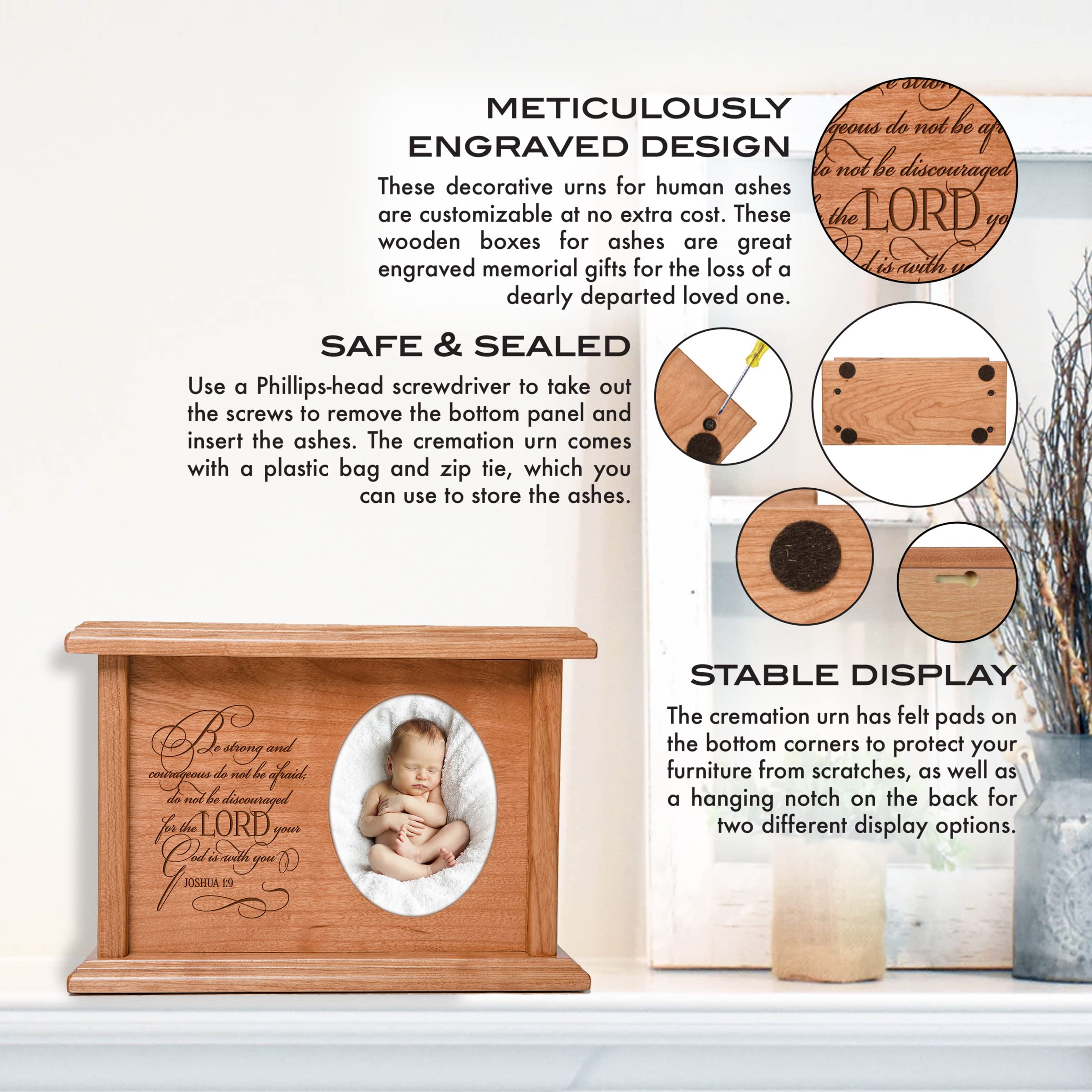 Lifesong Memorial Mini Wooden Urn for Ashes - Adult & Baby Keepsake Funeral Urn with Lid - Perfect for Cremation Remembrance, Condolence Gifts & Home Memorial Displays