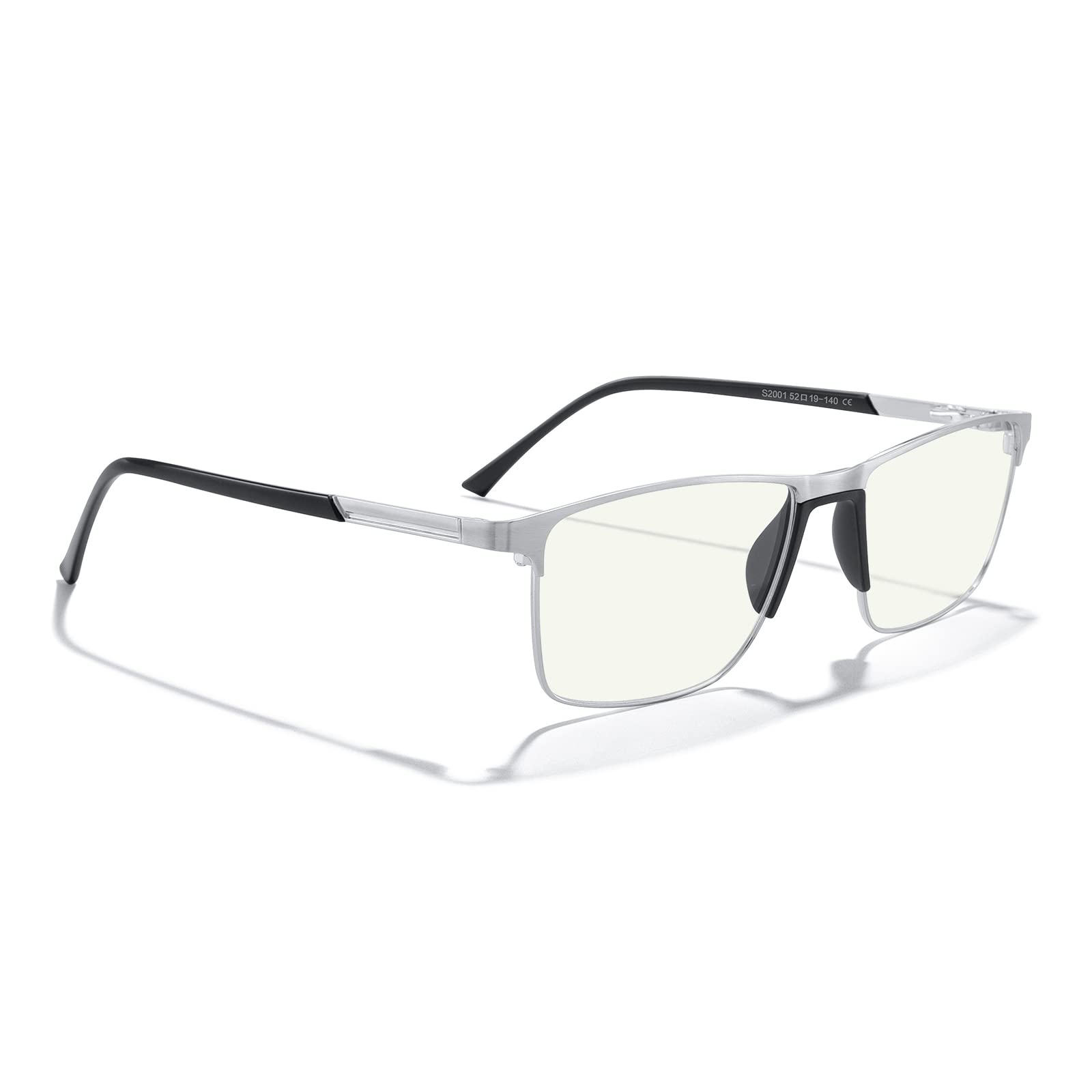 Blue Light Blocking Glasses for Men - Fashion Metal Frame Reading Glasses with Spring Hinge - Reduce Eye Strain for Computer Work & Night Reading