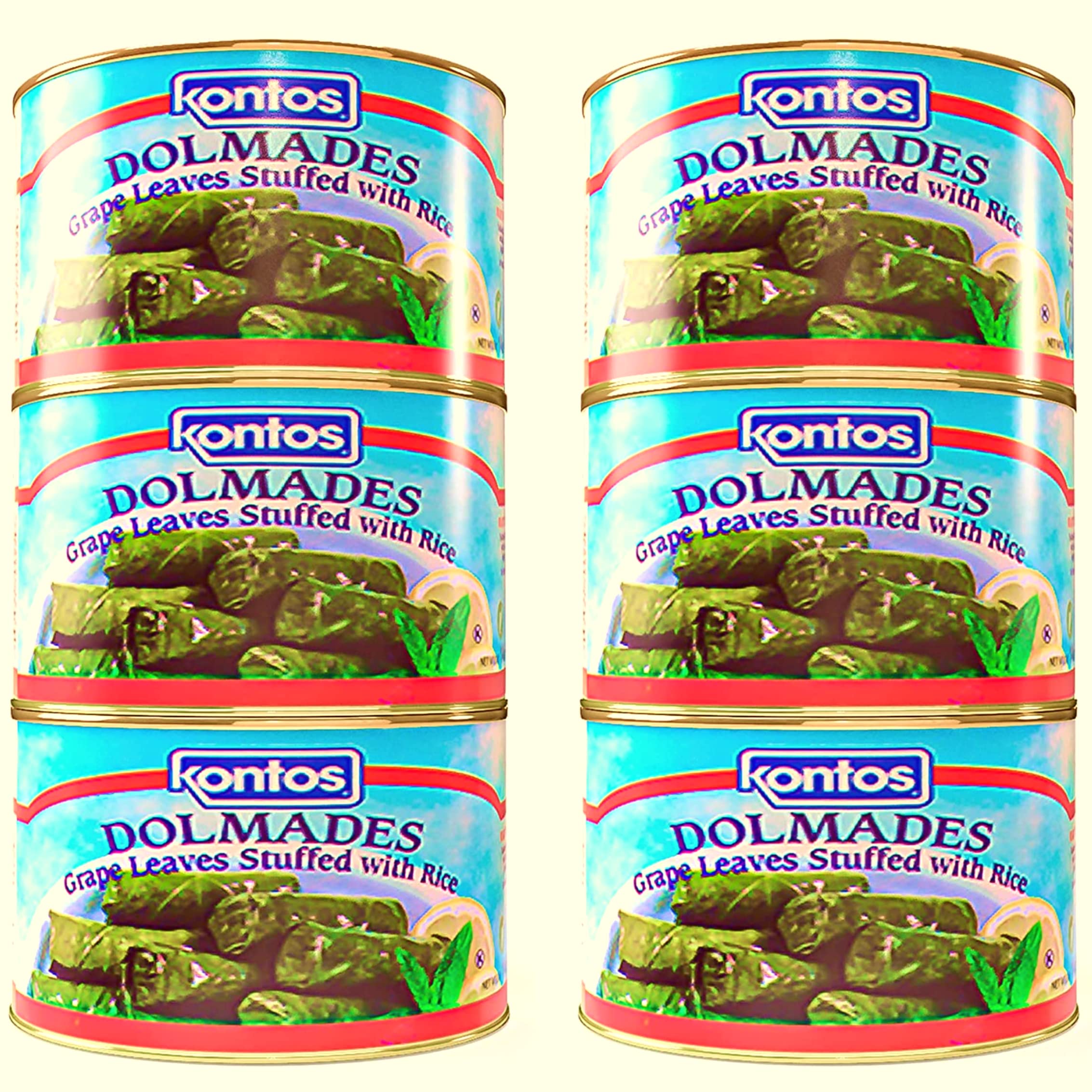 Kontos Foods Dolmas Stuffed Grape Leaves with Rice - Ready to Eat Kosher Vegan Snack | Perfect for Greek Mezze Platter, Charcuterie Boards, or Mediterranean Appetizers | Canned Dolmades for Easy Entertaining & Quick Meals