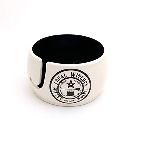 Salem Witches Yarn Bowl for Knitting & Crochet | Handmade Ceramic Halloween Craft Accessory by Lorrie Veasey - Perfect for Halloween Decor & Cozy Knitting Sessions