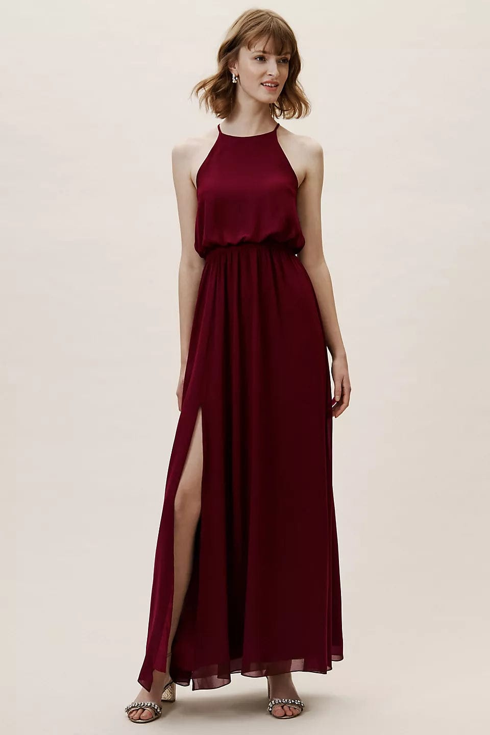 bhldn cayenne bridesmaid dress - elegant long chiffon gown for weddings, proms & formal events