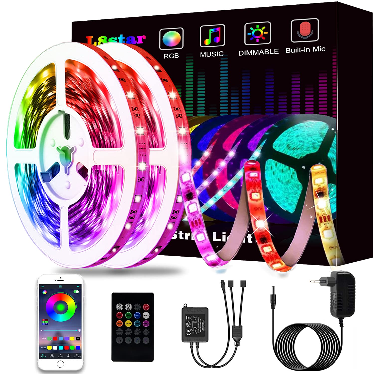 KIKO Smart LED Strip Lights 50ft RGB Color Changing with Music Sync - Perfect for Bedroom, Party, Gaming Room & Home Decor