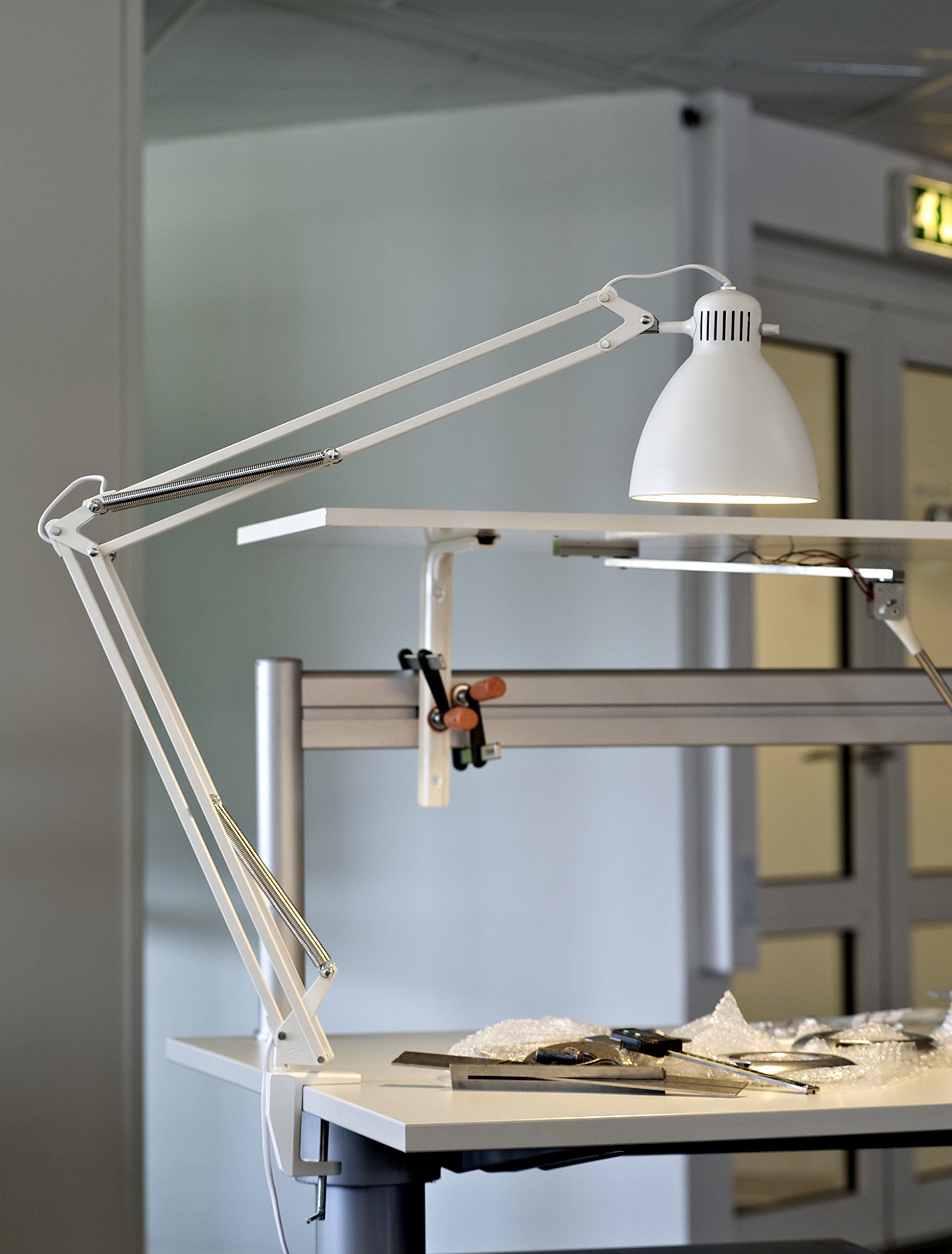 Luxo L-1 LED Task Light with Edge Clamp - Adjustable White Desk Lamp for Reading, Crafting & Office Work (Model L-1025905)
