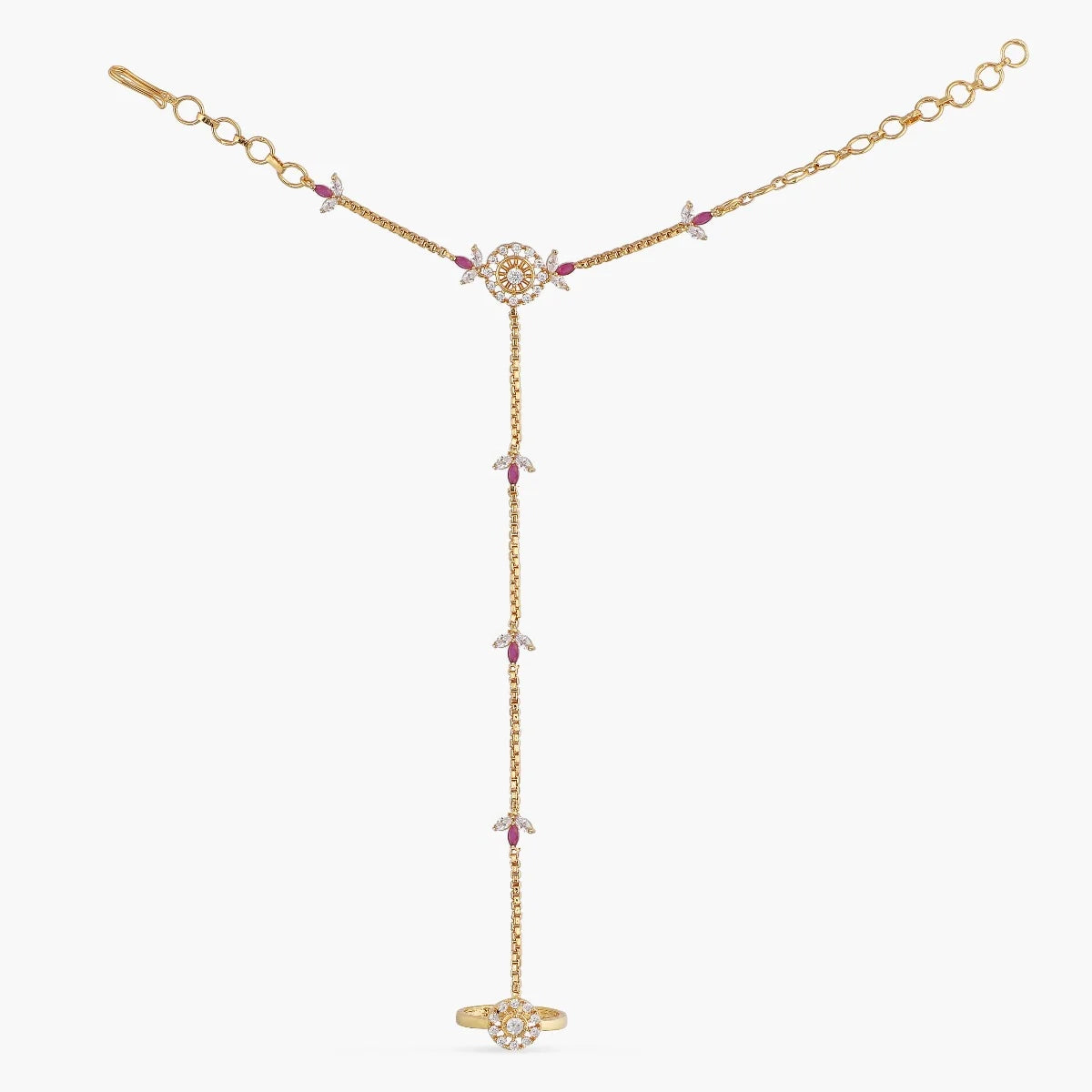 Nera CZ Gold Plated Hand Chain Bracelet - Elegant Cubic Zirconia Jewelry for Women - Perfect for Parties, Weddings & Special Occasions