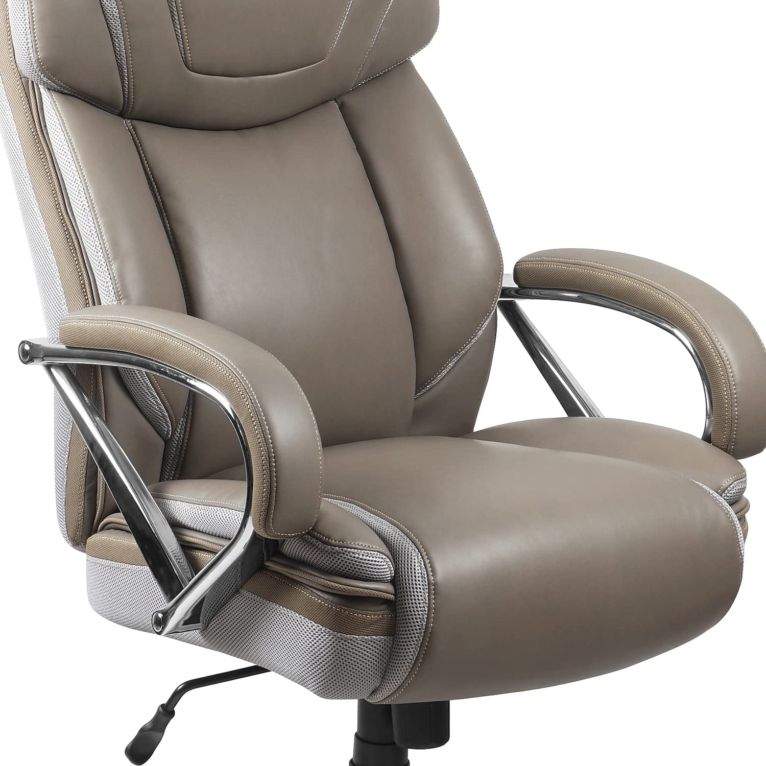 Flash Furniture HERCULES Series Big & Tall 500 lb. Capacity Taupe LeatherSoft Executive Swivel Ergonomic Office Chair with Extra Wide Seat - Premium Comfort for Home Office, Gaming & Workspaces