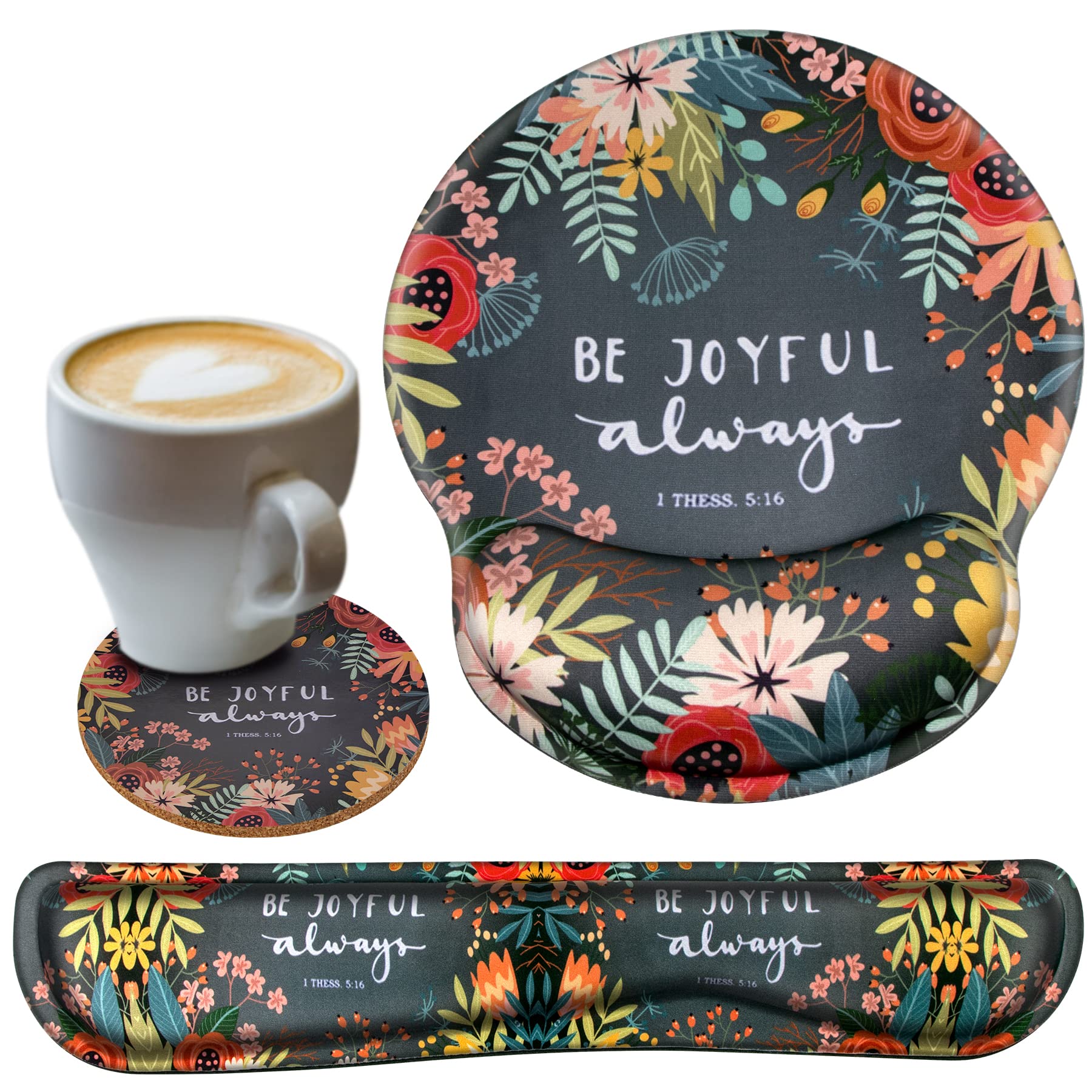 **BVYA Memory Foam Non-Slip Keyboard Wrist Rest & Mouse Pad Set with Coaster - Ergonomic Support for Computer, Laptop, Gaming & Office Use - Perfect for Long Hours of Typing & Comfortable Work**