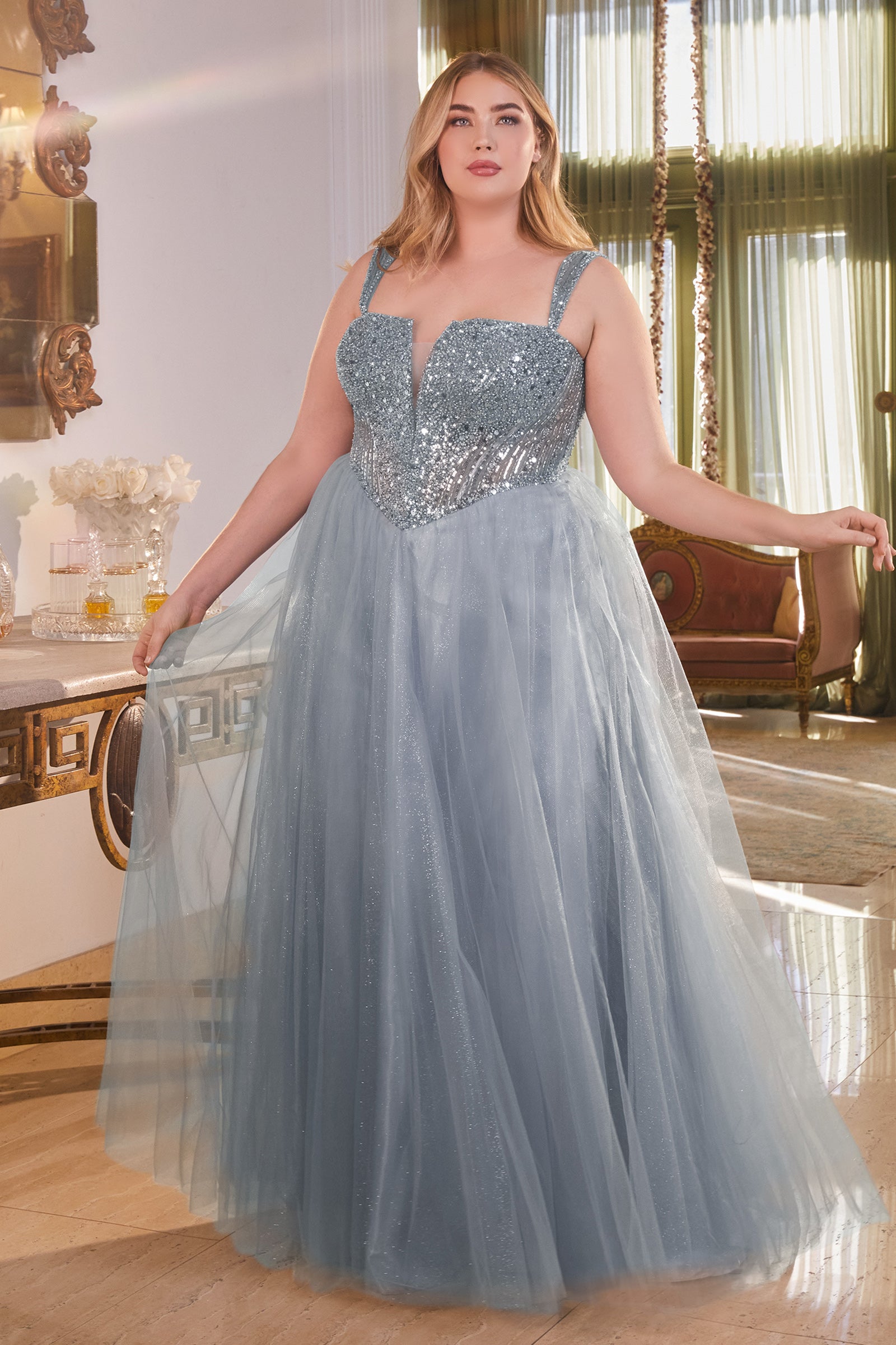Cinderella Divine CD0217C Ladivine Strapless Sparkling Ball Gown - Elegant Prom Dress for Women, Perfect for Weddings, Parties & Special Occasions