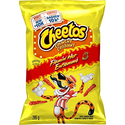 Cheetos Crunchy Flamin' Hot Cheese Snacks 10oz (285g) - Imported from Canada | Spicy Party Snacks, Movie Night Treats & Road Trip Munchies