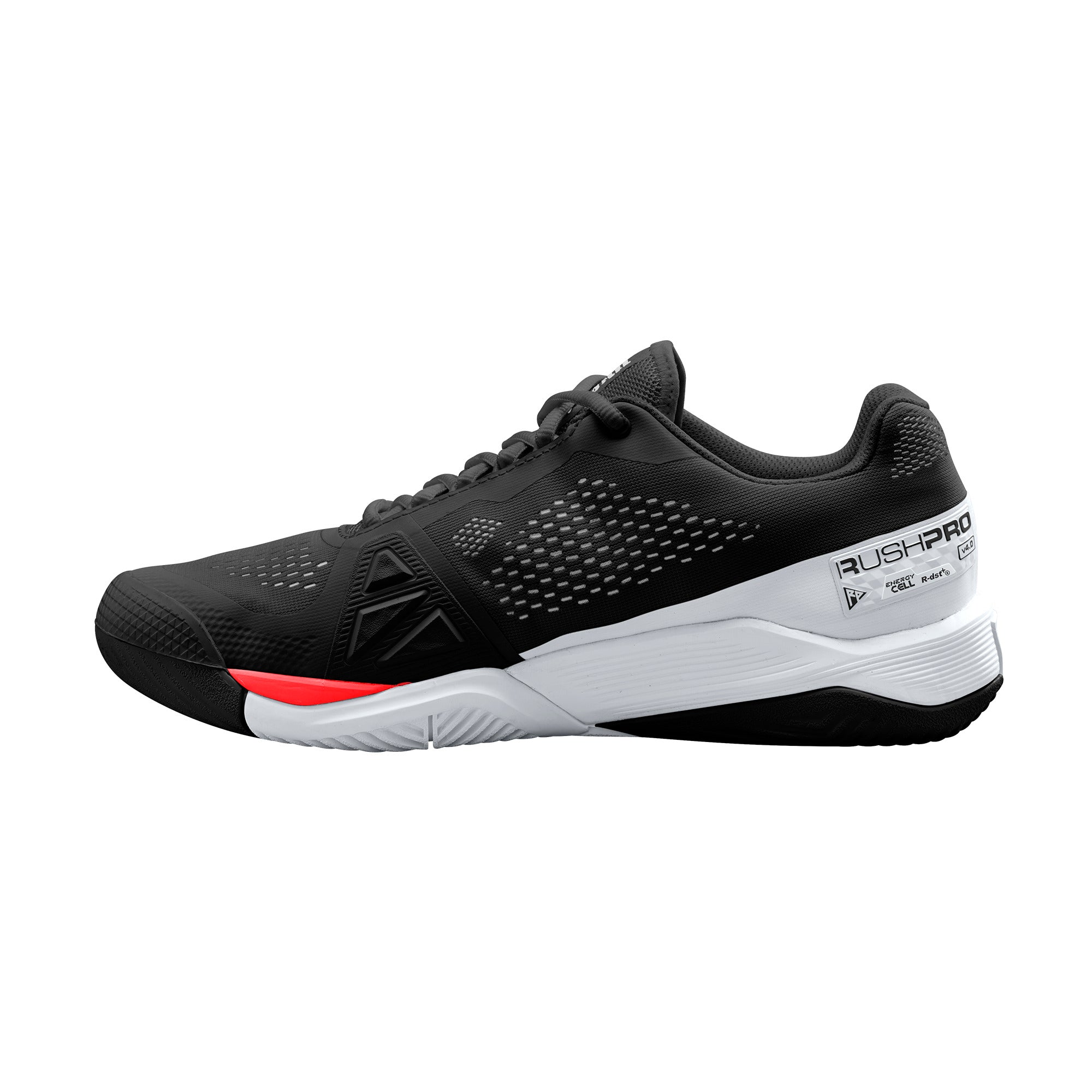 Wilson Rush Pro 4.0 Men's Tennis Shoes - Black/White/Red | Lightweight & Durable Court Shoes for Competitive Play | Perfect for Tennis, Pickleball & Casual Wear