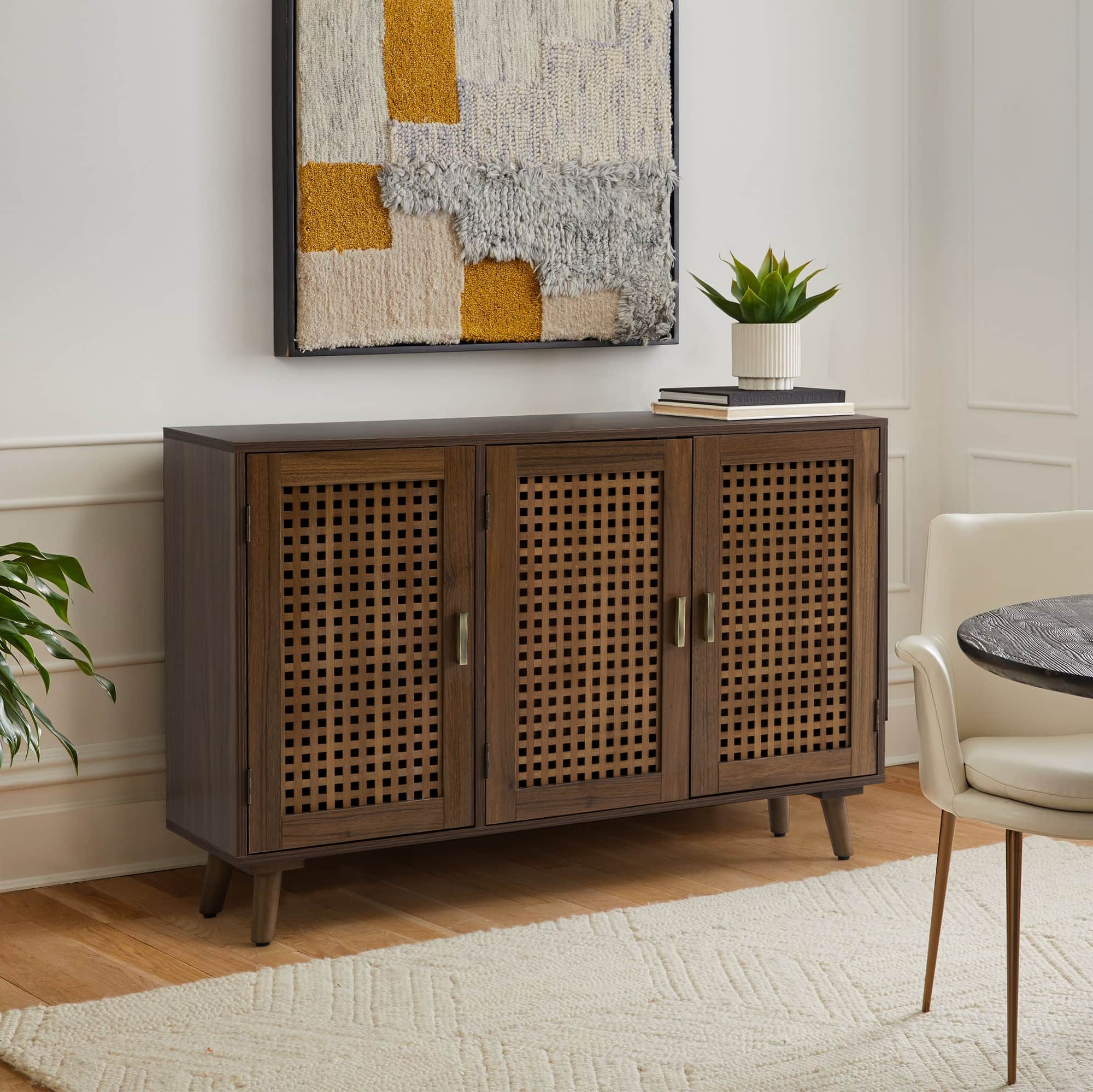 3-Door Accent Entryway Cabinet - Solid Wood Hallway Storage Organizer for Shoes, Coats & Home Decor | Perfect for Entryways, Halls & Living Rooms