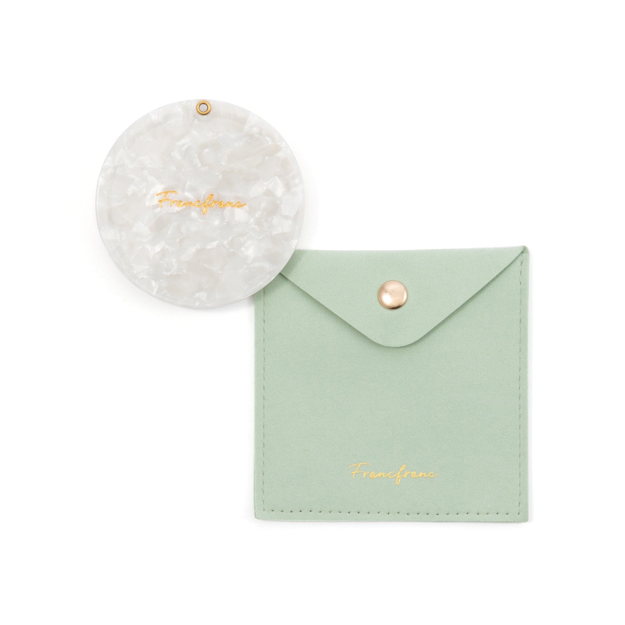 Portable Compact Mirror with Pouch - White | Travel Makeup Mirror for Women | Perfect for Purse, Gym Bag & On-the-Go Touch Ups
