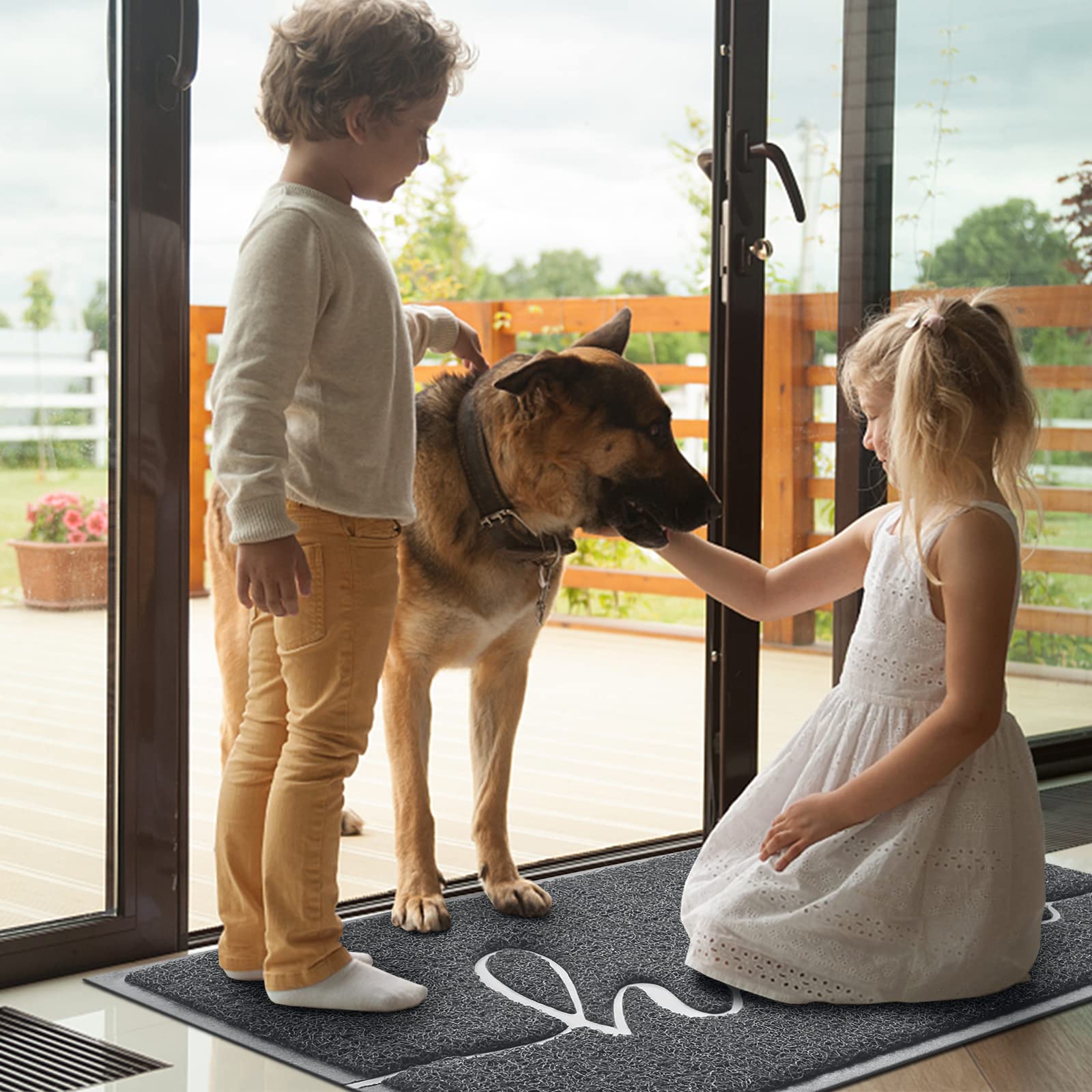 BeneathYourFeet 36x24 Inch Dark Grey Welcome Doormat - Non-Slip Low Profile Entryway Floor Mat for Front Door, Patio & High Traffic Areas | Perfect for Home, Office & Outdoor Use