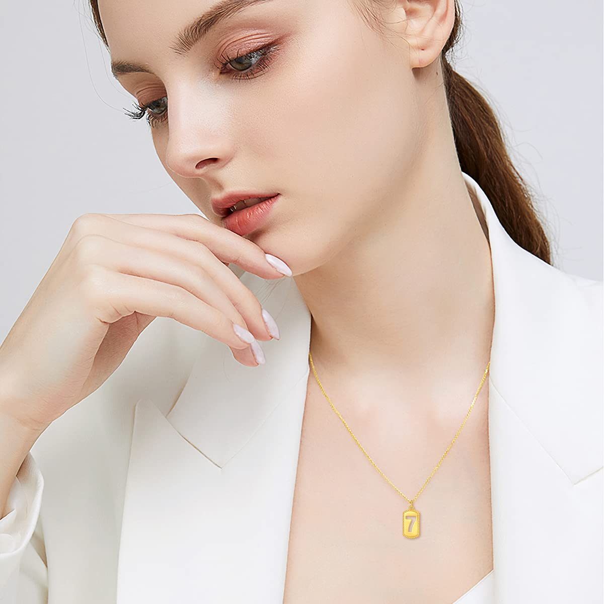18K Solid Gold Necklace for Women - Heart, X Bar, Dangling Circles, Lucky Number 7 & Leaf Pendant Options - Valentine's Day Gift for Wife, Mom, Girlfriend - 18