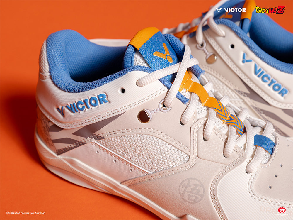 Victor x Dragon Ball Z DBZ Unisex Indoor Court Shoes - Bright White Sneakers for Anime Fans & Basketball Players - Perfect for Cosplay, Gym Workouts & Casual Wear