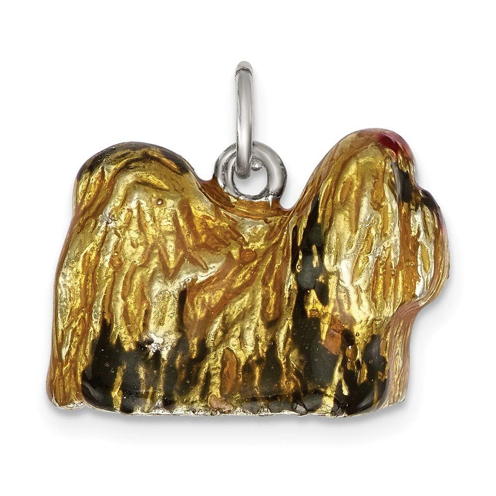 925 Sterling Silver Enameled Shih Tzu Charm Pendant Necklace - Elegant Dog Lover Jewelry Gift for Women - Perfect for Birthdays, Anniversaries & Pet Lovers