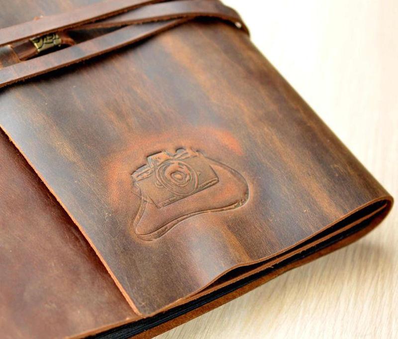 Handmade Personalized Leather Custom Guest Book Album for Weddings, Anniversaries & Special Events - Elegant Keepsake Memory Book for Guests to Sign