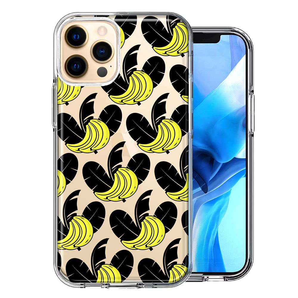 Durable Tropical Bananas Design Double Layer Shockproof Case for Apple iPhone 12 Pro Max - Perfect for Beach Vacation, Summer Travel & Everyday Protection