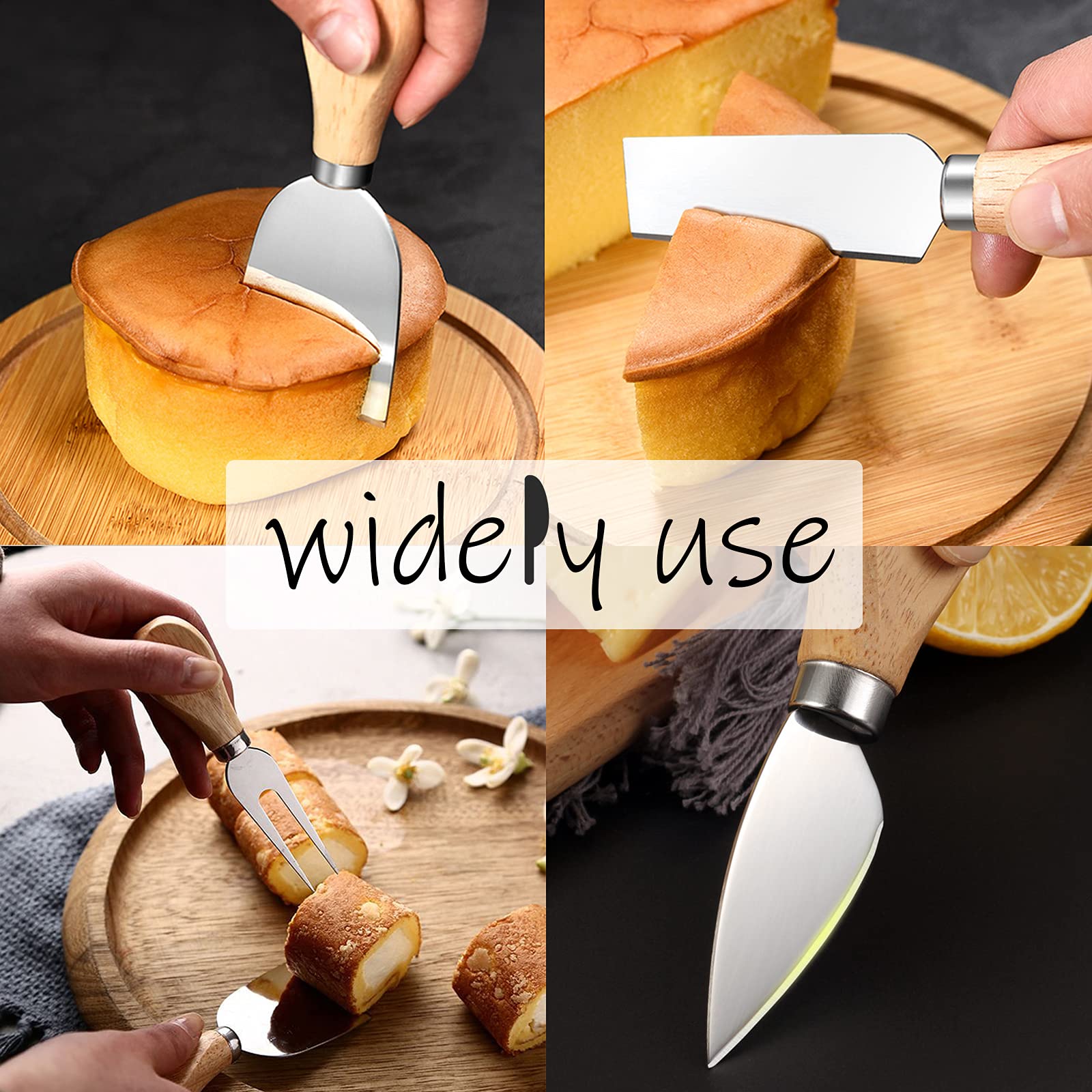 Juuxncgv 10-Piece Cheese Knives Set with Wooden Handles - Stainless Steel Cheese Cutters for Butter, Cheese Boards & Charcuterie - Perfect for Dinner Parties, Wine Tasting & Gift Giving