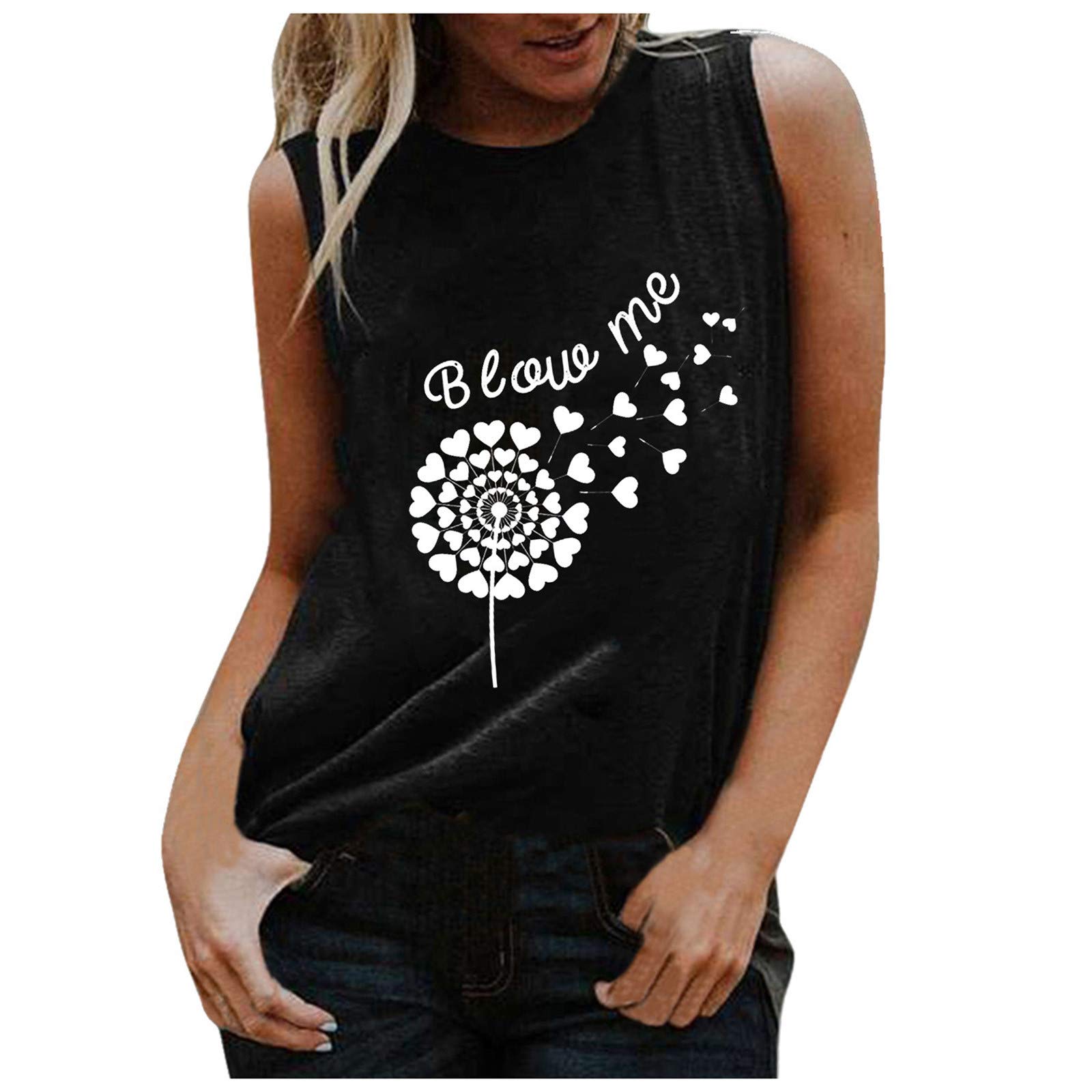 **Stylish Dandelion Print Plus Size Tank Tops for Women - Sexy & Casual Summer Tops - Perfect for Beach Outings, Date Nights & Everyday Wear**