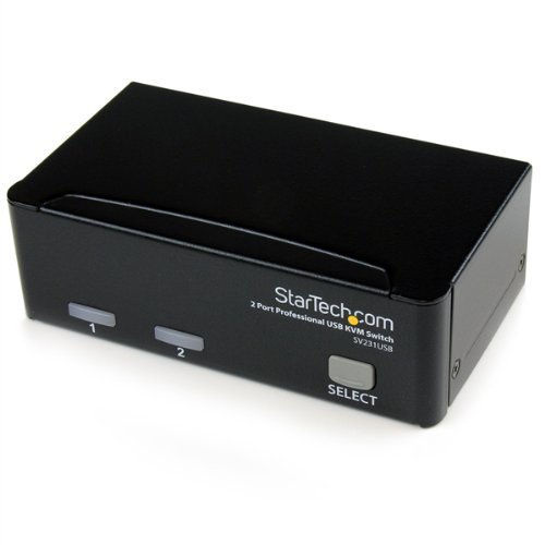 StarTech 2 Port USB KVM Switch with Cables SV231USB - Professional Dual Monitor Keyboard Video Mouse Switcher for Home & Office Computers | PC Laptop Workstation Setup
