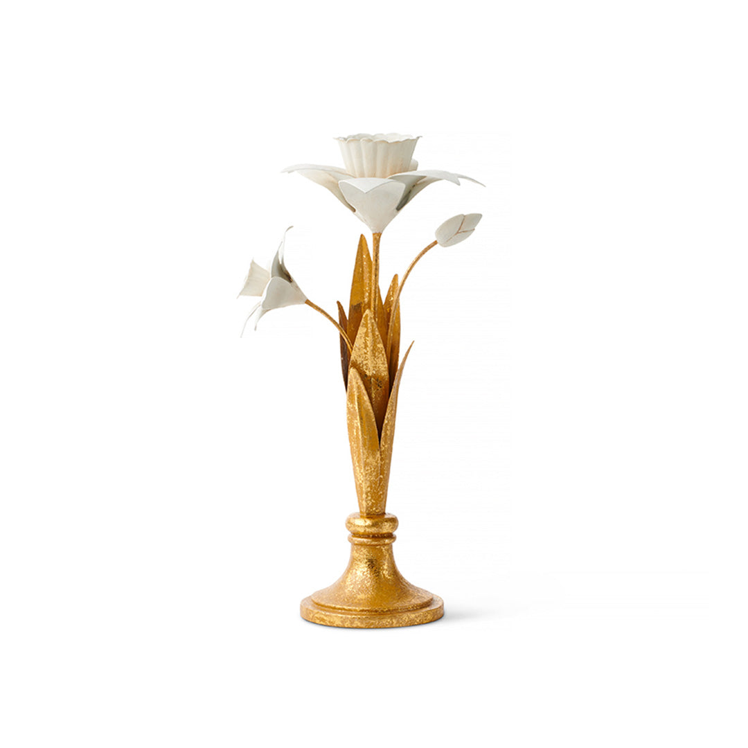 Elegant Gilded Daffodil Candle Holder - Vintage Brass Home Decor for Dining Table, Wedding Centerpiece & Romantic Ambiance
