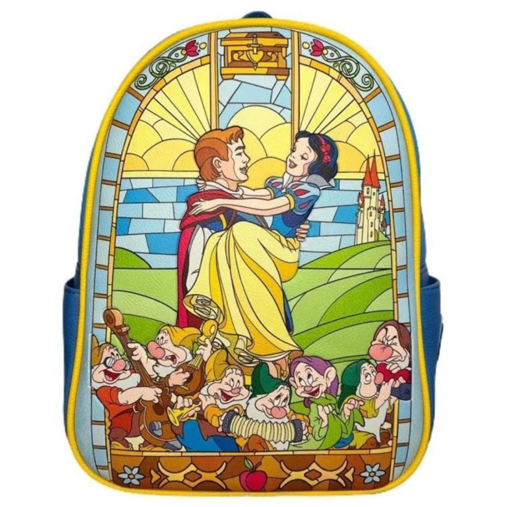 Exclusive Loungefly Stained Glass Snow White Mini Backpack - Disney Princess Collection, Cute & Durable for Theme Parks, Travel & Cosplay