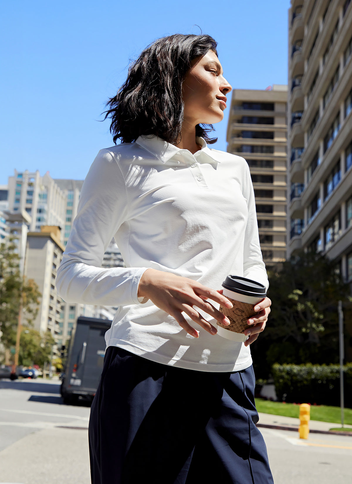 Eco Dex Women's Long Sleeve Polo Shirt - Breathable Moisture Wicking Performance Top for Golf, Tennis & Casual Wear