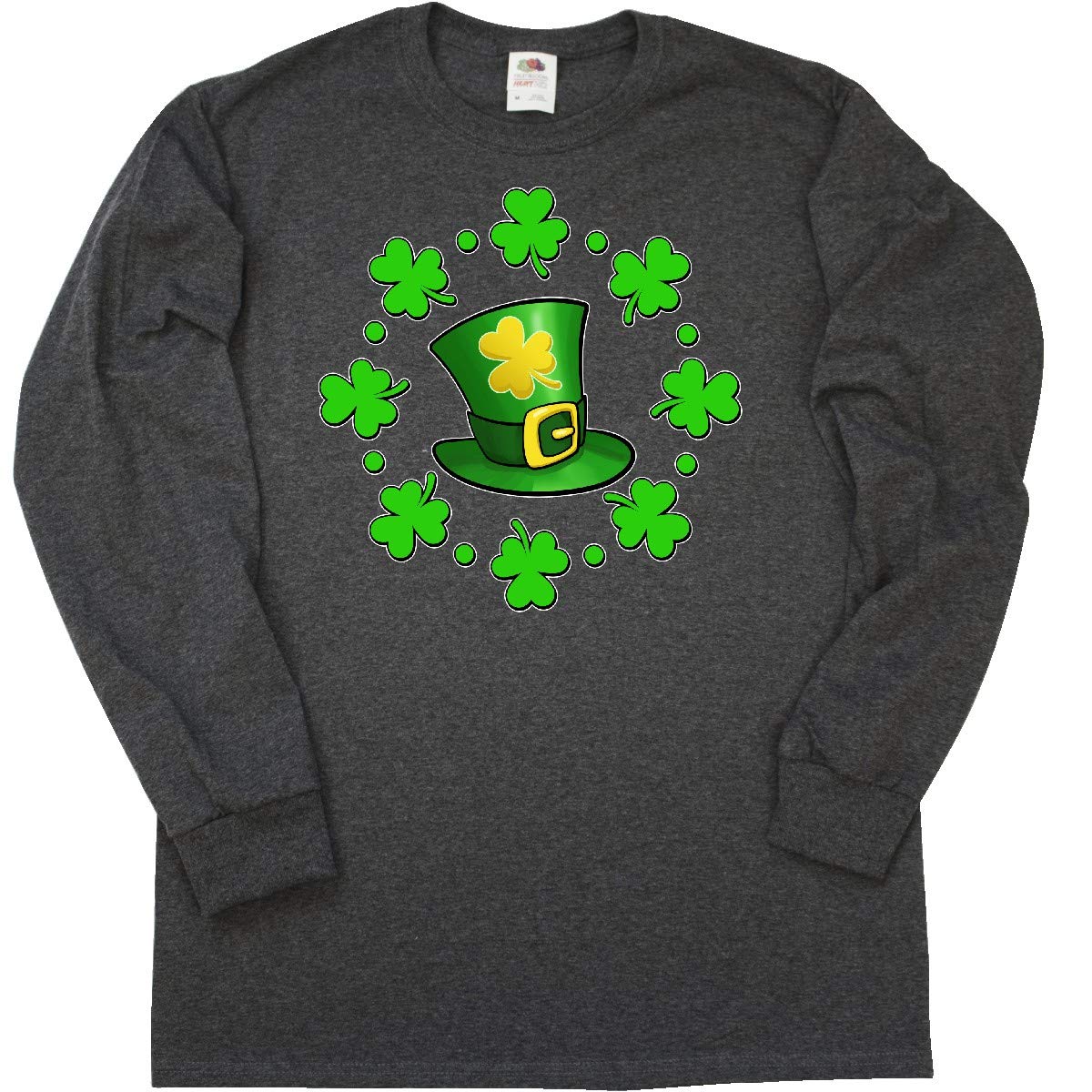 St. Patrick's Day Shamrock & Hat Print Long Sleeve T-Shirt | Irish Themed Apparel for Men & Women | Perfect for Pub Crawls, Parades & Holiday Celebrations