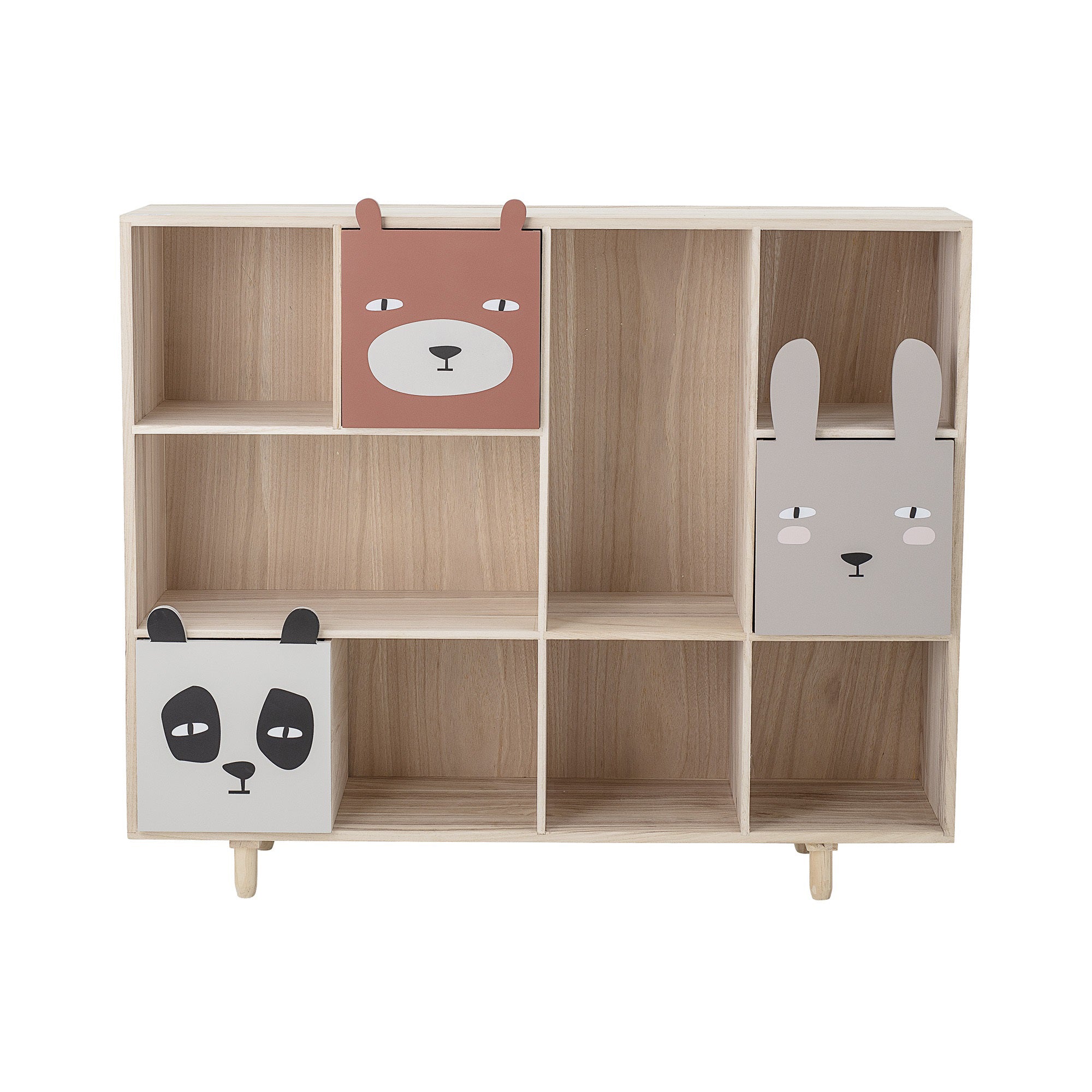Bloomingville Grey Bookcase with Animal Drawers - Stylish Kids Room Storage & Nursery Bookshelf Organizer for Bedroom or Playroom Decor