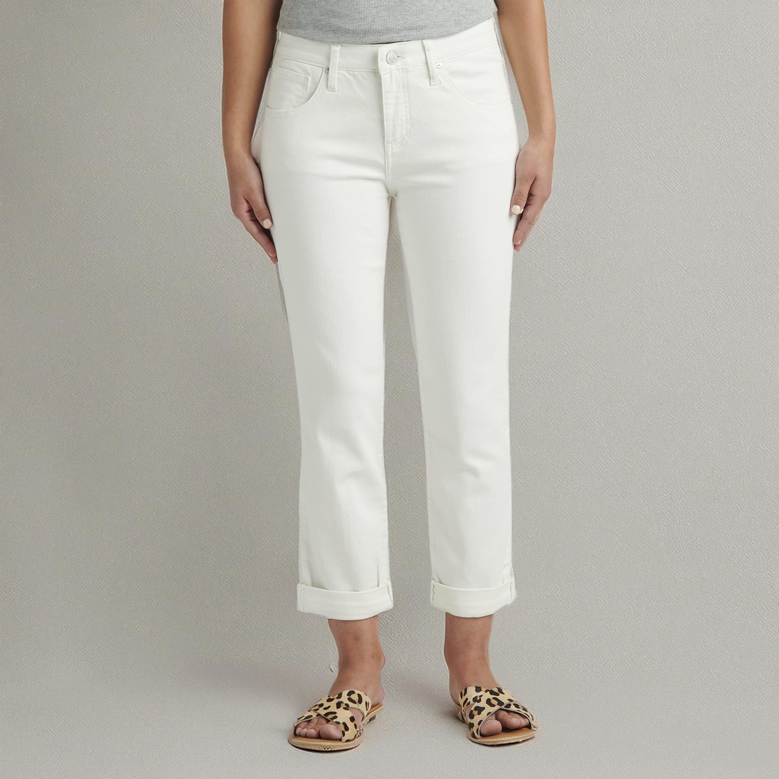 JAG Jeans Women's Carter Mid Rise Girlfriend Jeans - White Size 4 | Comfortable Stretch Denim for Casual Wear & Everyday Outfits