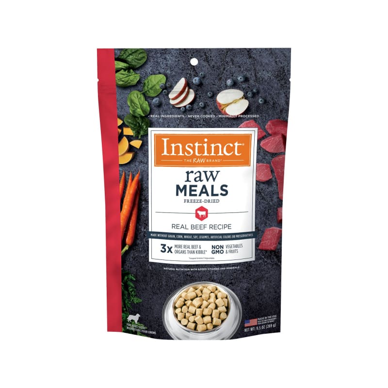 Instinct Freeze-Dried Raw Grain-Free Beef Recipe Dog Food - 9.5oz for Small & Medium Breeds | High Protein Natural Nutrition for Active Dogs, Training Treats & Meal Topper