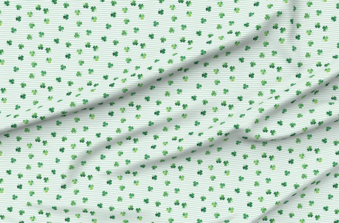 Shamrock Mint Stripes St. Patrick's Day Green Clover Printed Minky Fabric by The Yard - Irish-Themed Soft Plush Material for Sewing Baby Blankets, Quilt Backing & DIY Crafts | Perfect for Holiday Decor, Nursery Projects & Home Accessories