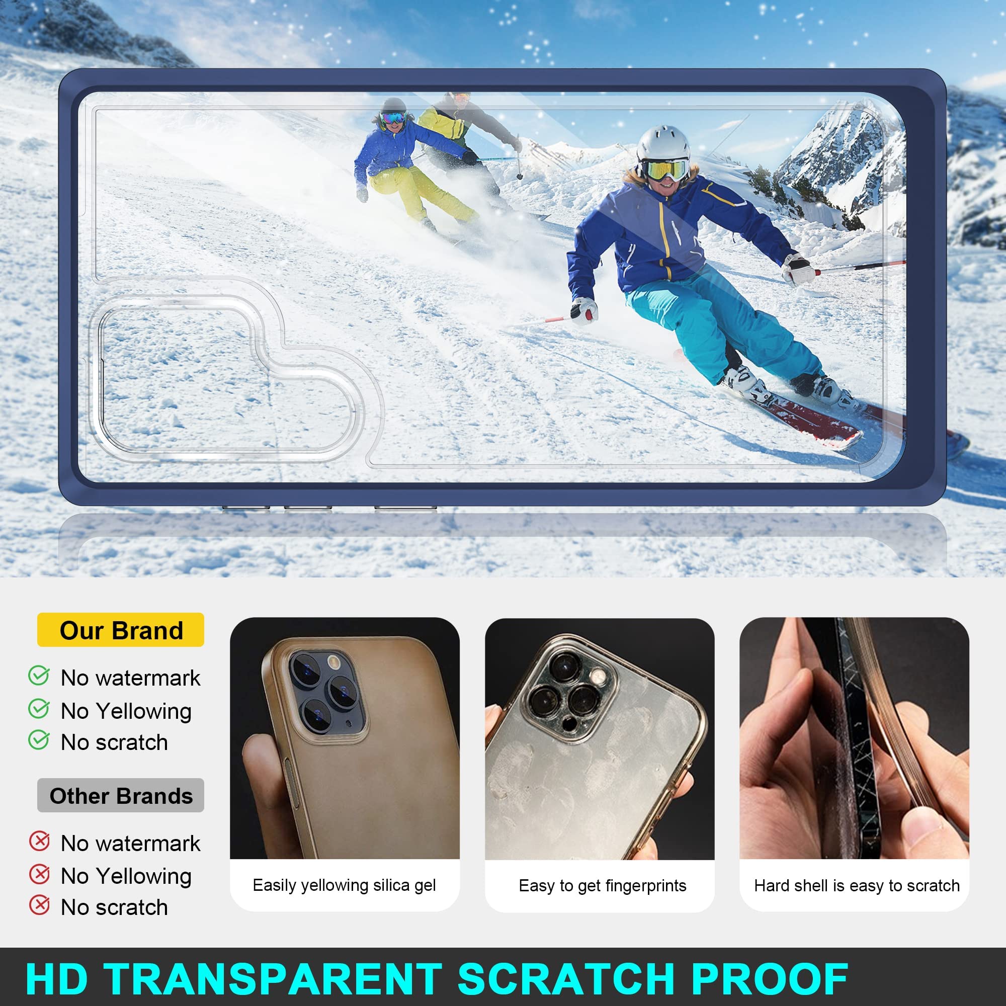 Samsung Galaxy S22 Ultra Case, Slim Thin Soft TPU Bumper & Hard PC Back Cover - Shockproof, Scratch Resistant, Transparent Protective Phone Case (Blue) - Perfect for Daily Use, Travel, and Outdoor Activities