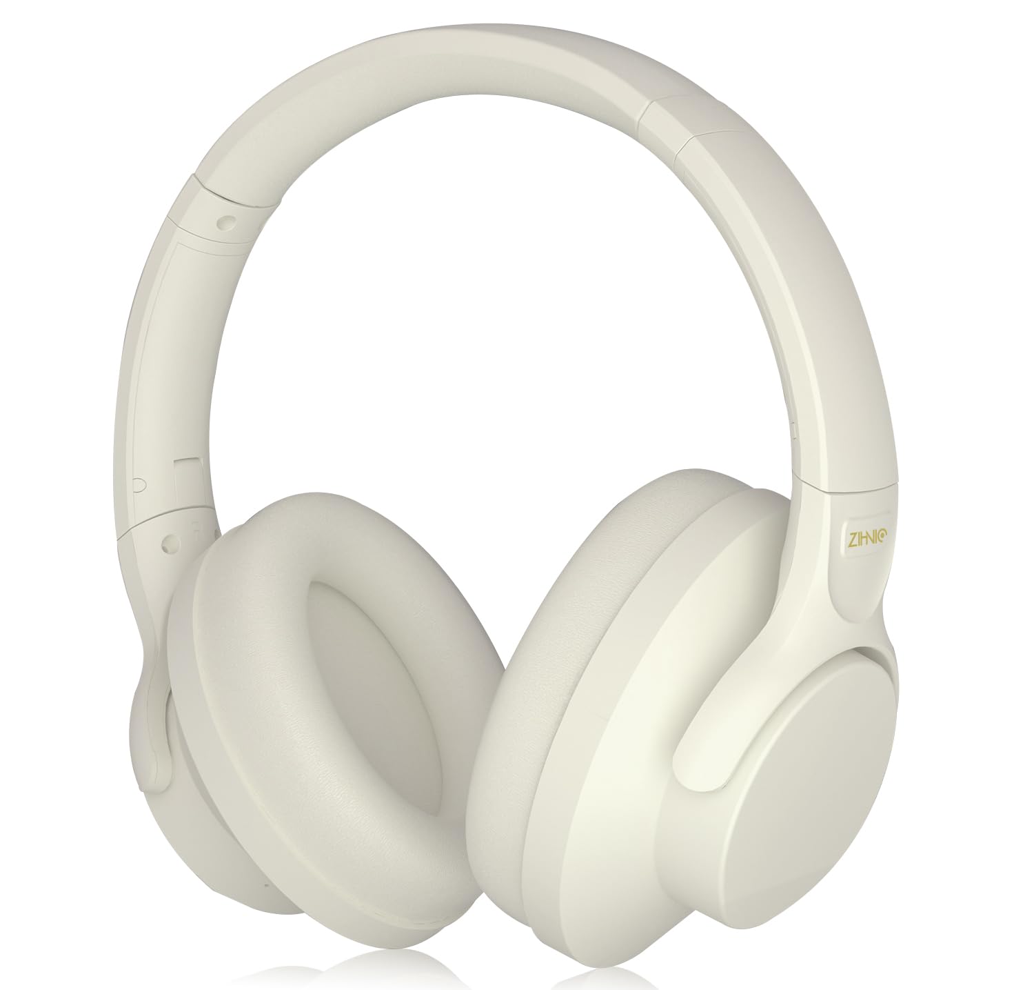 ZIHNIC Wireless Bluetooth Headphones with Active Noise Cancelling, 60H Playtime & Low Latency - Milky White | Perfect for Travel, Work & Gaming