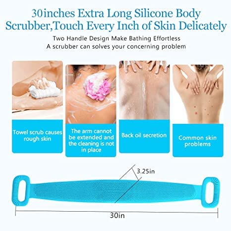 GITGRNTH Silicone Body Scrubber - Exfoliating Belt for Shower & Bath - Men & Women