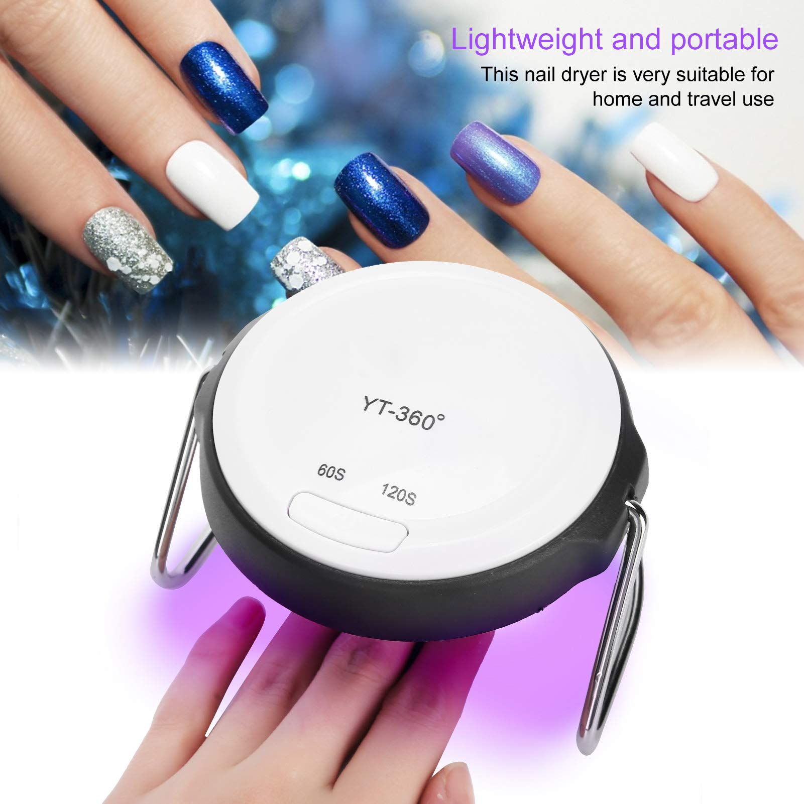 180W USB LED Nail Dryer Lamp - Portable 2-in-1 Nail Polish Curing Machine for Gel Manicure, White | Fast Drying for Home & Salon Use | Perfect for DIY Nail Art & Professional Manicures