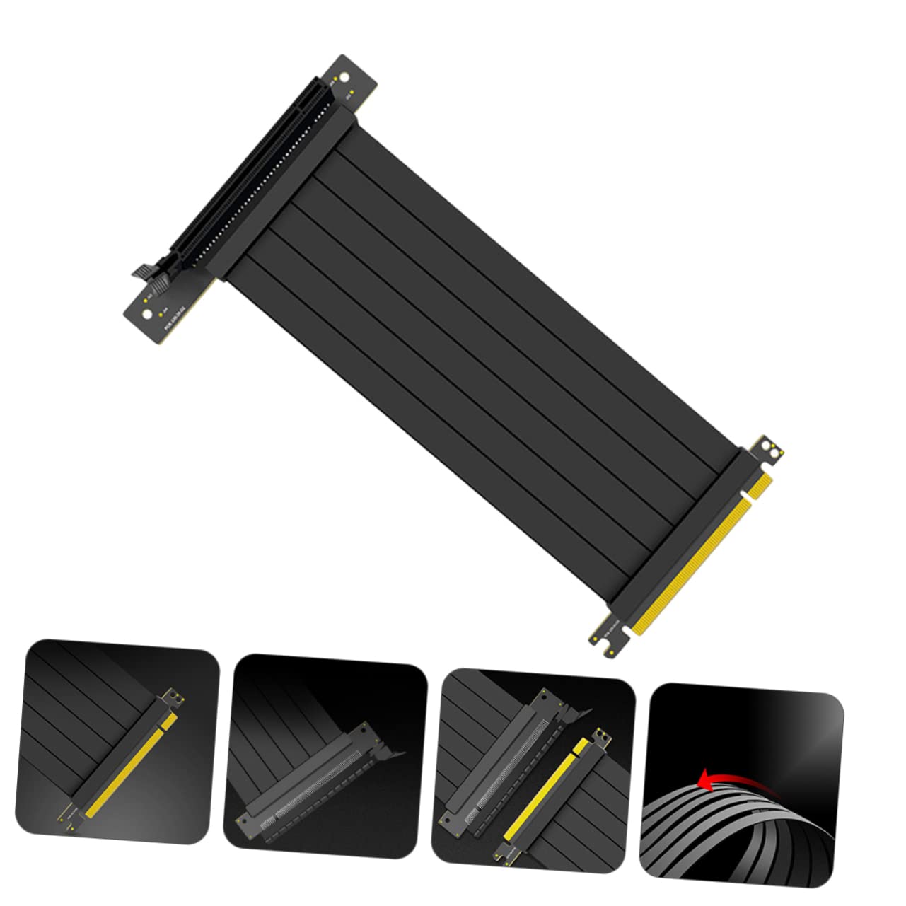 OSALADI 5-Pack 90 Degree PCIe Extension Cable - 16x Riser Adapter with Gold Plated Connectors & Copper Core for Gaming PC, Mining Rig, and Workstation Builds | High-Speed Data Transfer | Durable Flexible Wire | Perfect for Compact Cases and Multi-GPU Setups