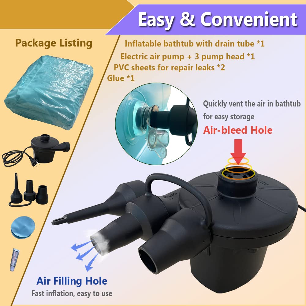 **Inflatable Bathtub for Elderly & Bedridden Patients - Portable Shower Bath Basin for Home Care, Medical Equipment & Disabled Bathing Aid - Ideal for Bed Bathing, Full Body Wash & Shower Assistance**    *(Perfect for Home Care, Hospitals, Nursing Homes & Post-Surgery Recovery)*